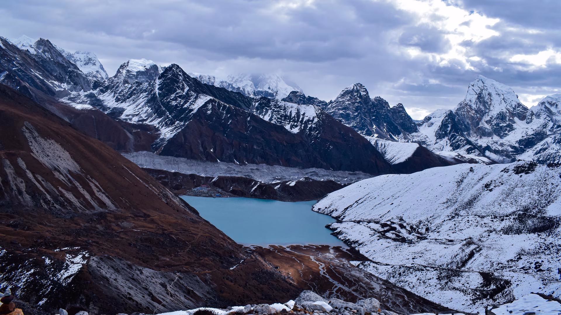 Gokyo Lakes and snow-capped Himalayan peaks on the Gokyo Lakes and Renjo La Pass Trek
