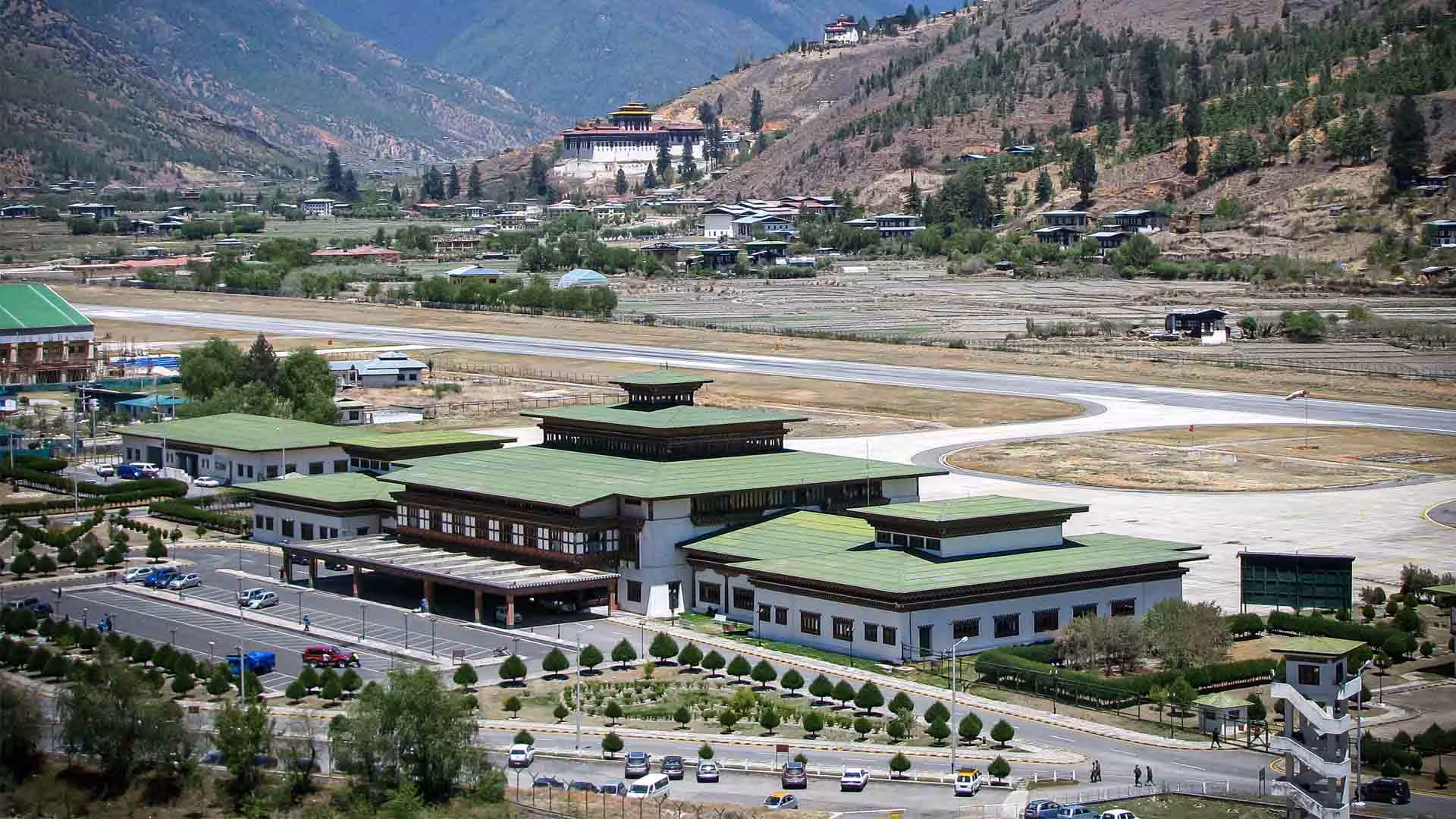Paro Airport Runway seen in the Bhutan Tour