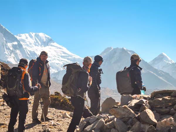 Group of trekkers enjoying the Everest Base Camp Trek in Nepal