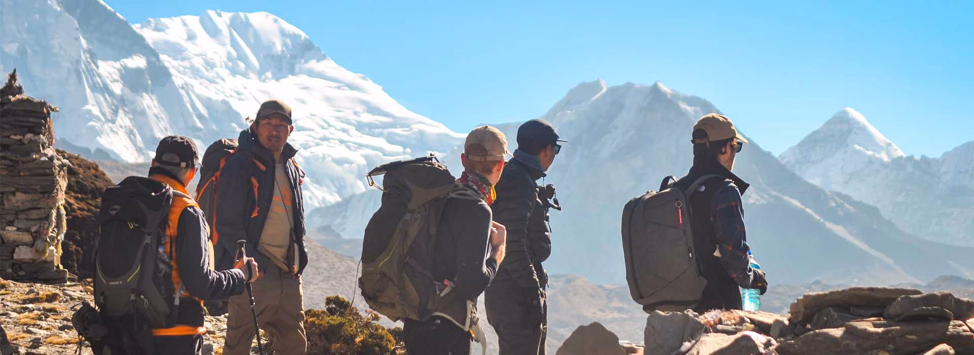 Group of trekkers during the Everest Base Camp Trek in the Nepal Himalayas