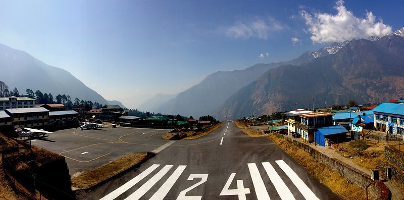 Helicopter flight from Kathmandu to Lukla.