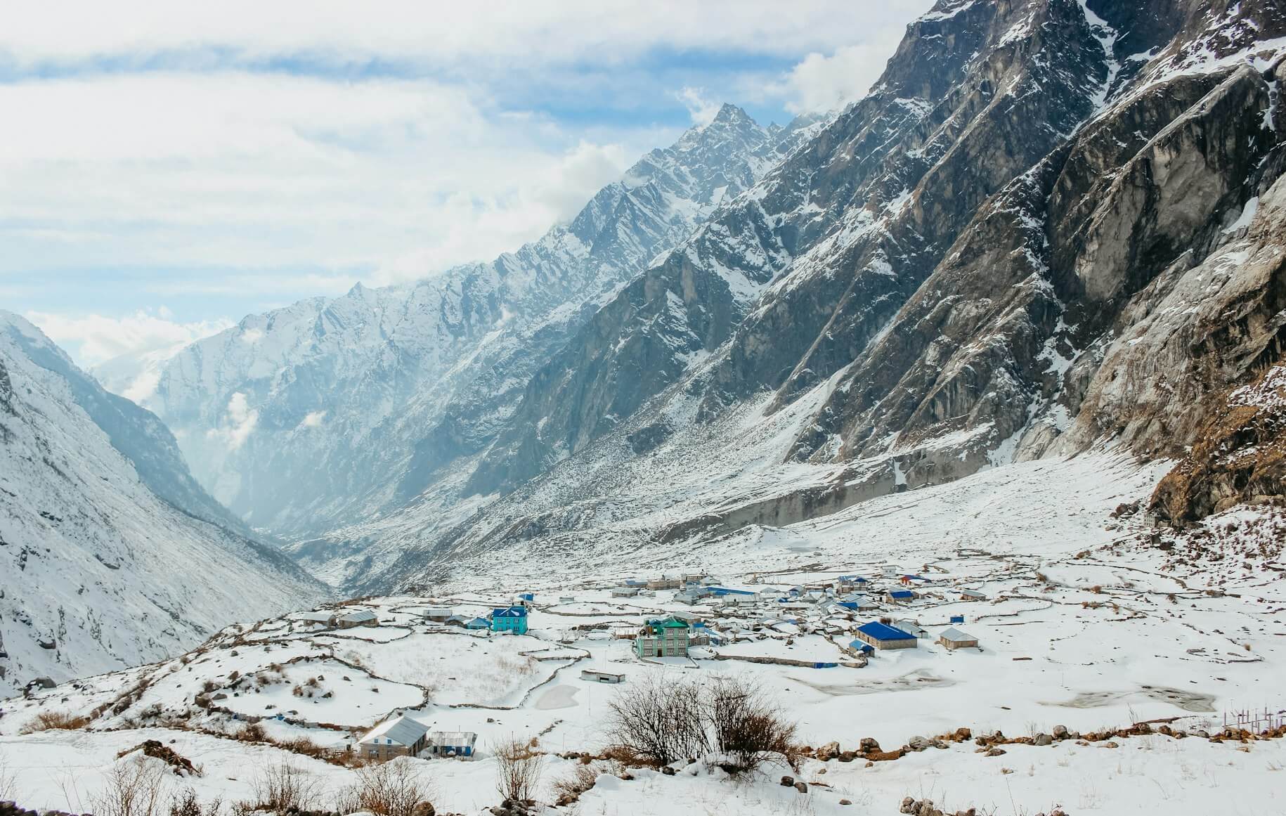 The Langtang Village after heavy snowfall