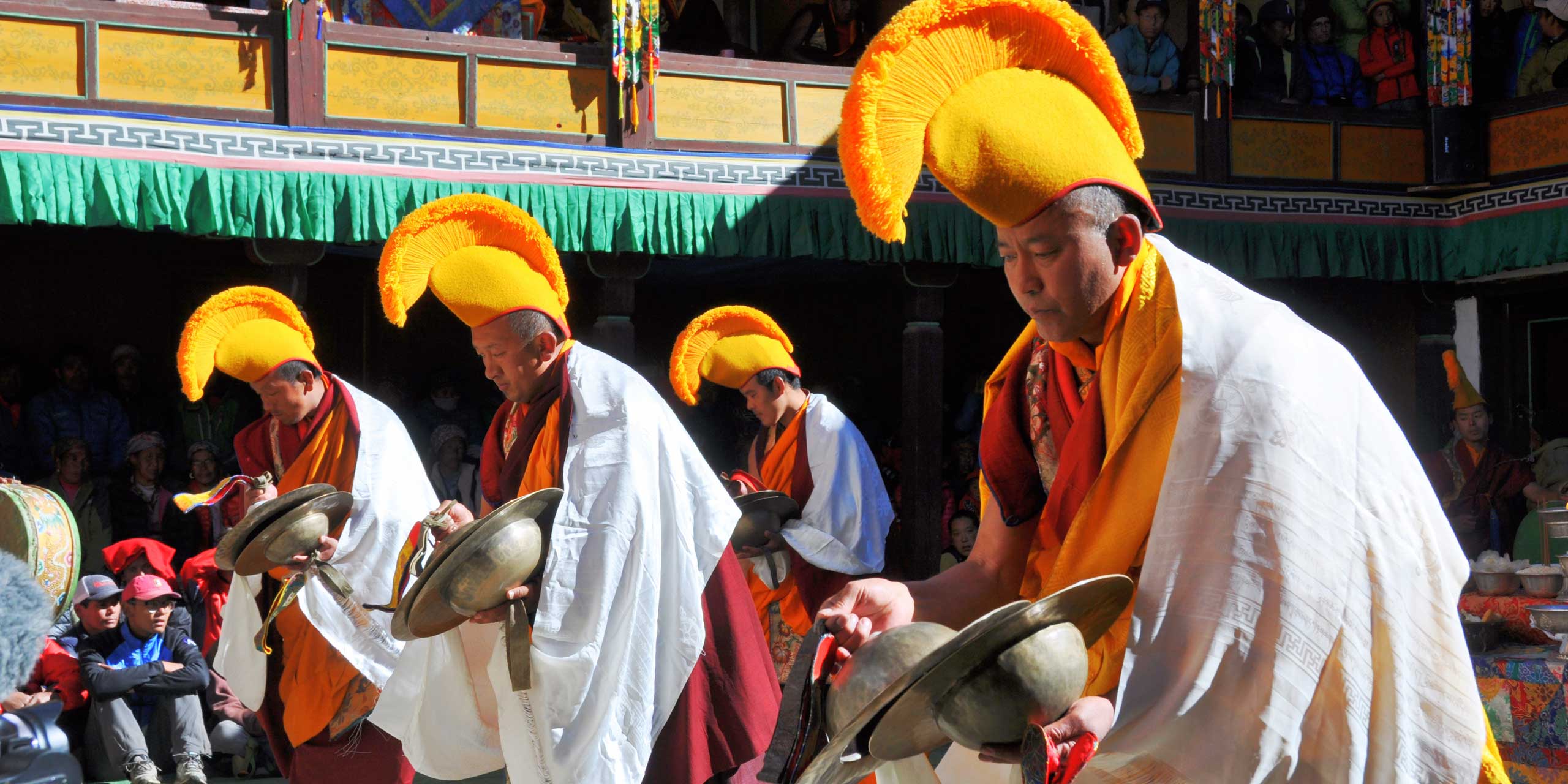 Monks in Tengboche Monastery performing the Mani Rimdu Festival