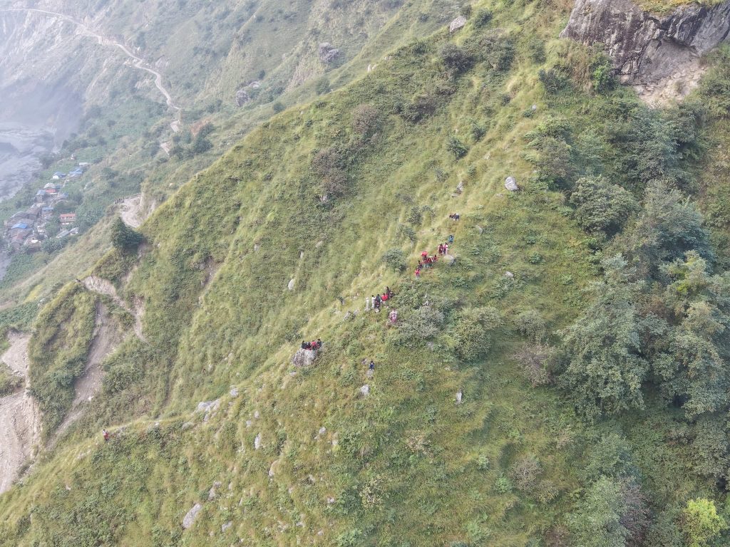 people moving in hill due to flood in budhigandaki river