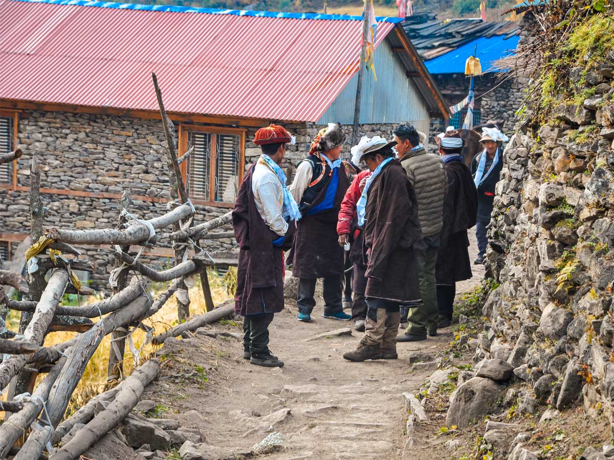 Local People of Manaslu Lho Village in their Cultural Dress