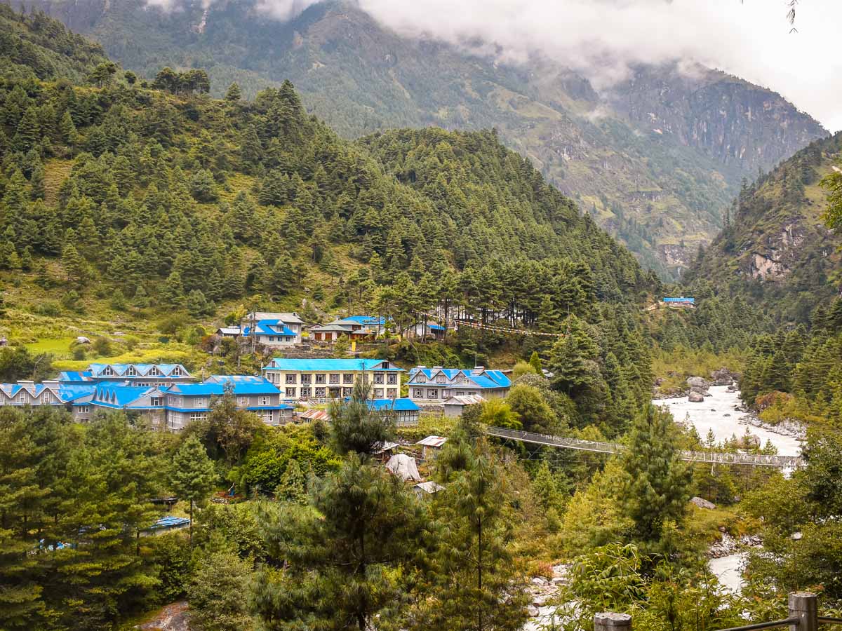 Phakding village first night stop for everest trekking