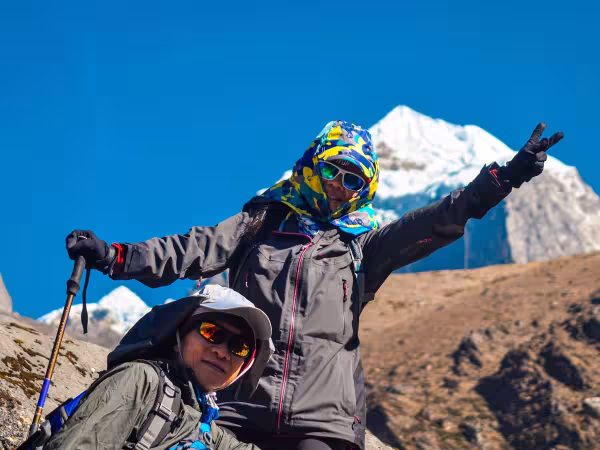 Clients Relishing The Mountain View In Ebc Trek