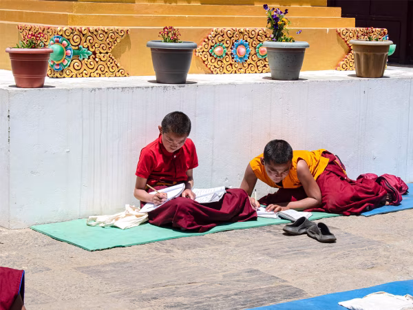 Everest View Trek Young Monks Tengboche Monastery.