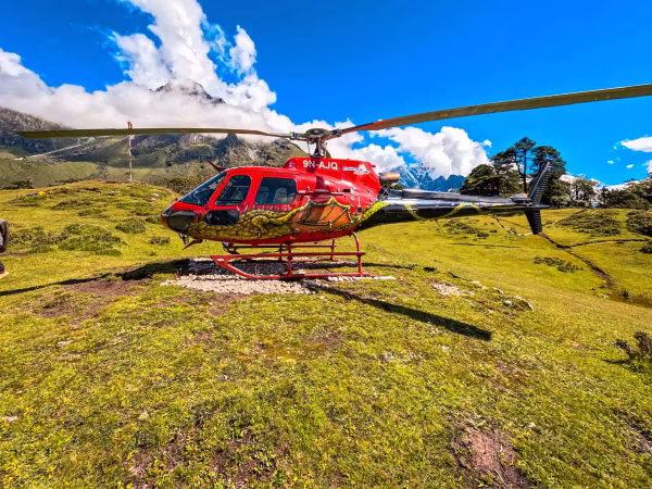 Helicopter Outside Hotel Everest View