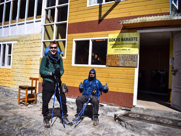 Trekkers Taking Sunbath At Gokyo In Everest Three High Passes Trek