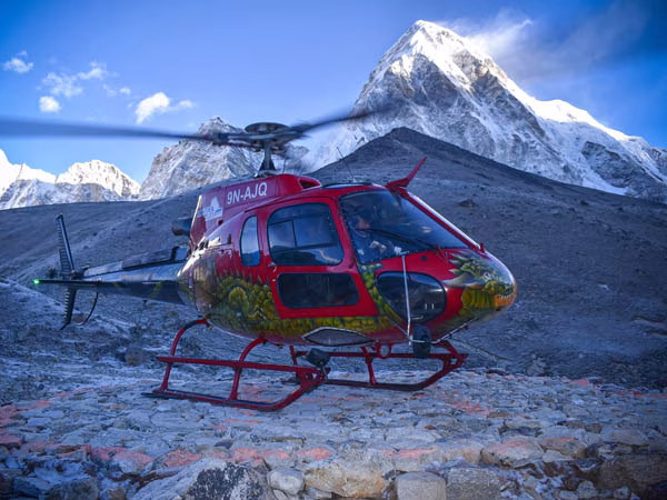 Helicopter Ready to Depart for Kathmandu after 5 Days Tour at EBC