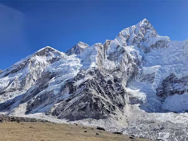 View of Mount Everest from Kala Patthar (5,545 m), the highest viewpoint of the Everest Base Camp Trek, offering the closest panoramic view of Mountains.