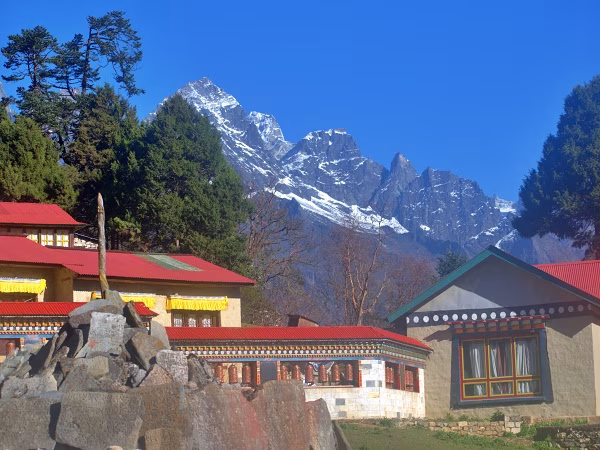 Tengboche Monastery, the spiritual heart of the Everest Base Camp Trek, sits beneath the towering peaks of Nepal's Khumbu region.